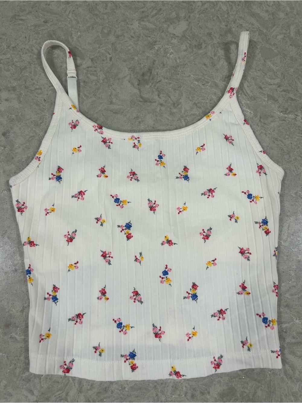NWOT Old Navy White Floral Ribbed Cami Crop Tank Top - Women's XS